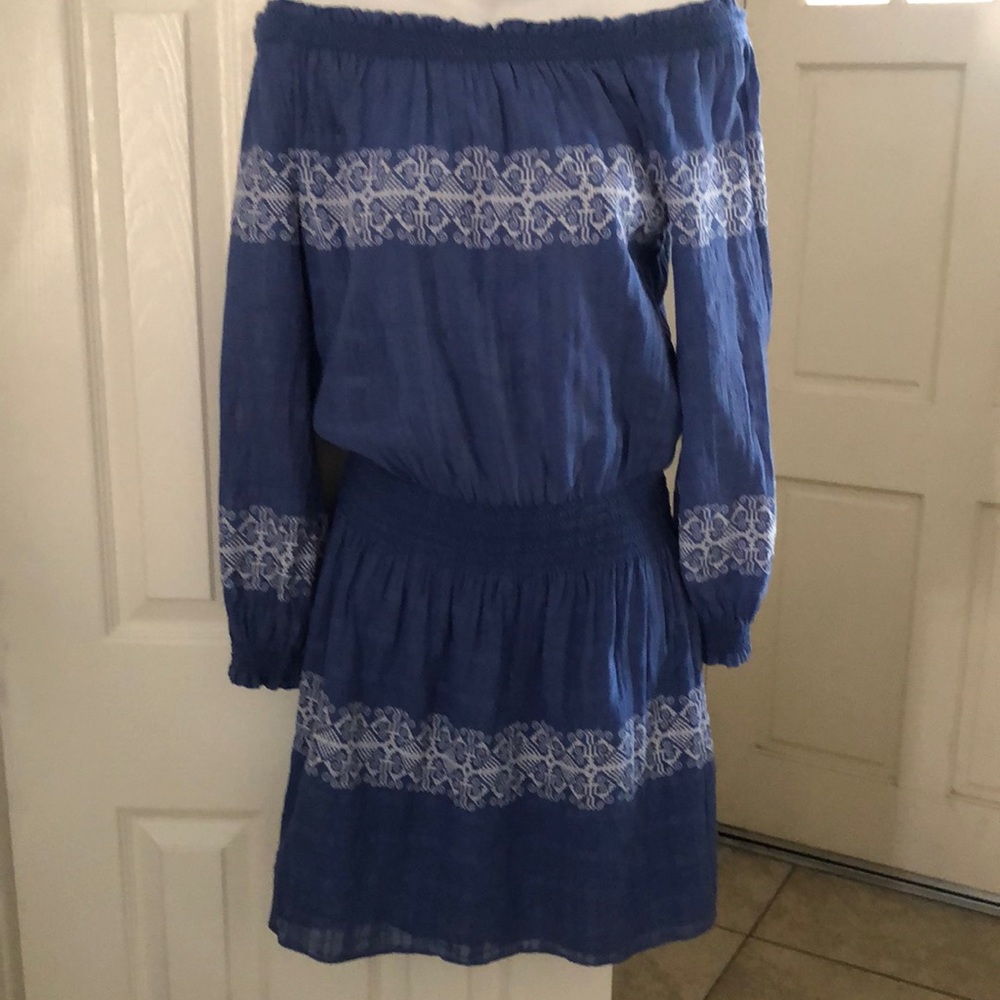 Tory Burch Blue and White One Shoulder Dress
